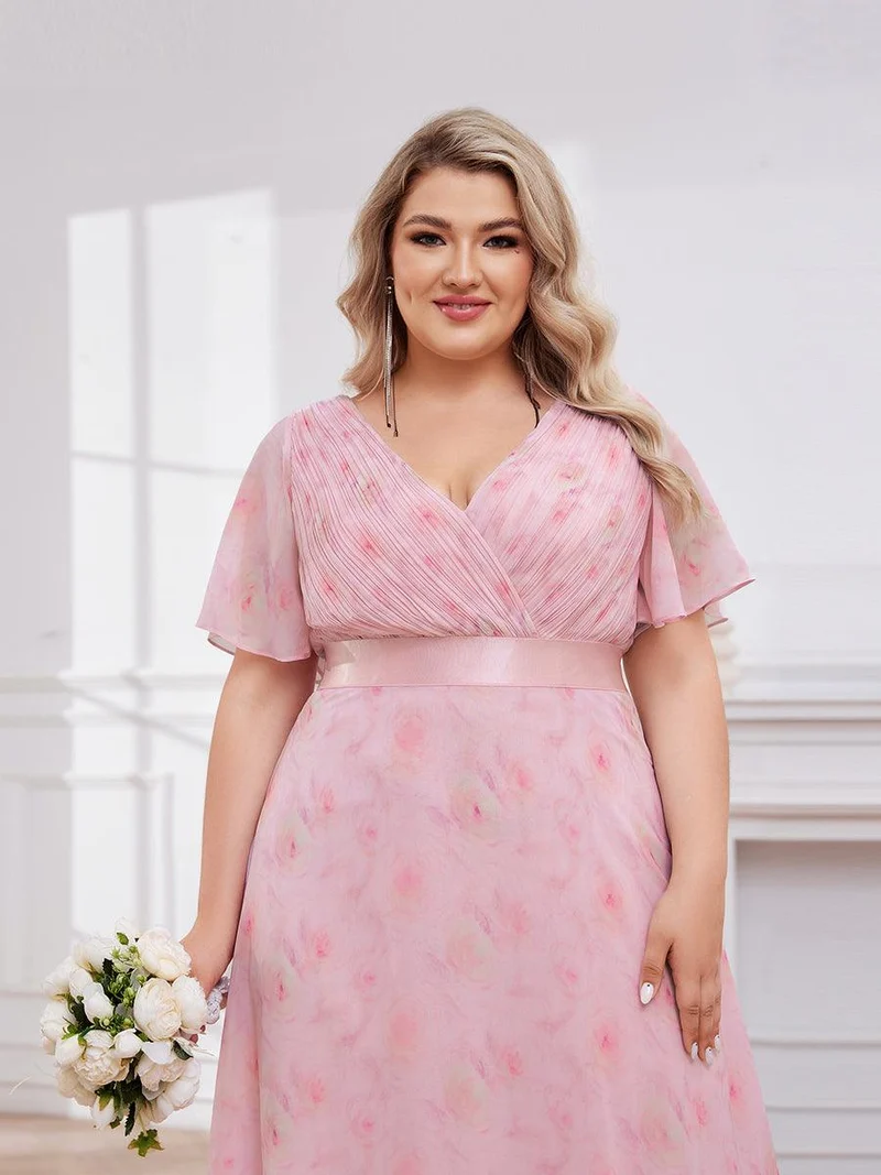 pretty MONICA|Robe demoiselle d'honneur grande taille empire avec manches flottantes
