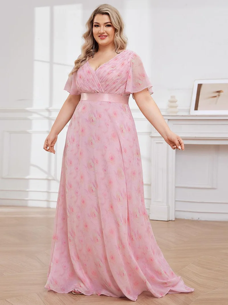 pretty MONICA|Robe demoiselle d'honneur grande taille empire avec manches flottantes