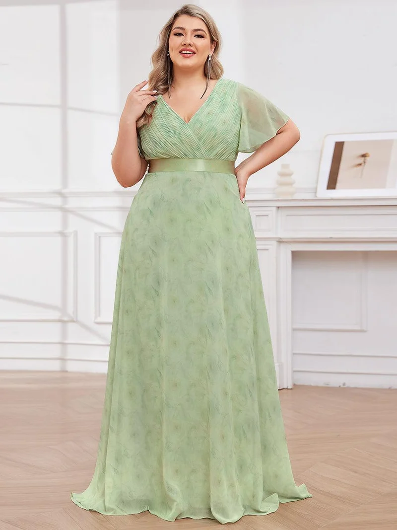 pretty MONICA|Robe demoiselle d'honneur grande taille empire avec manches flottantes