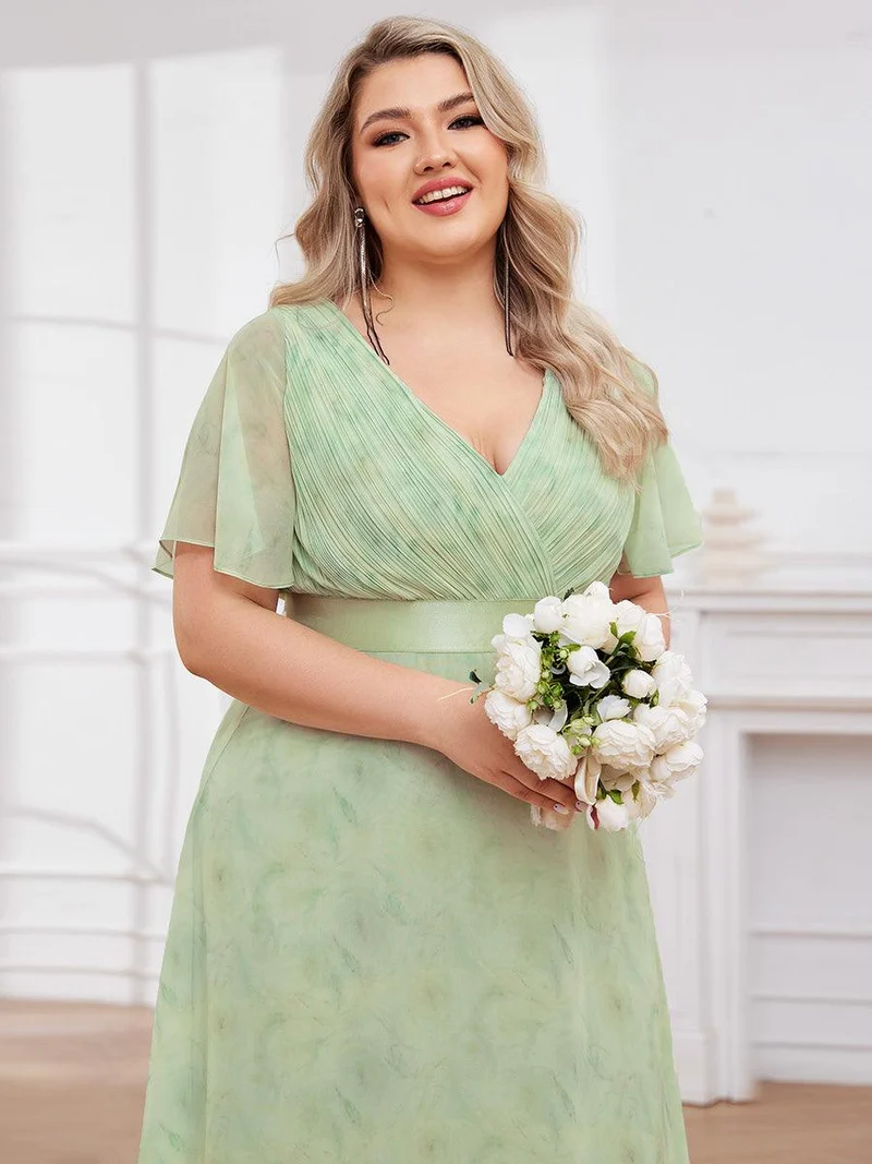 pretty MONICA|Robe demoiselle d'honneur grande taille empire avec manches flottantes