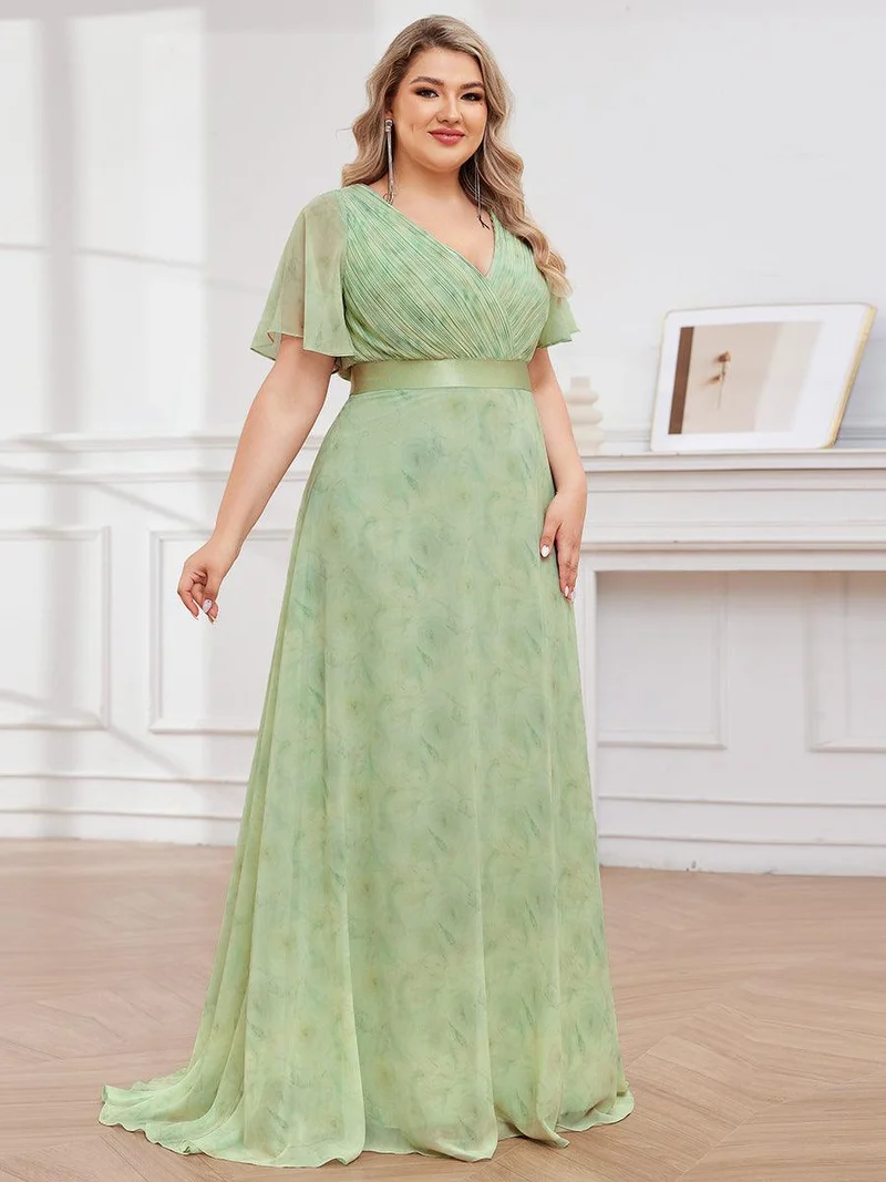 pretty MONICA|Robe demoiselle d'honneur grande taille empire avec manches flottantes