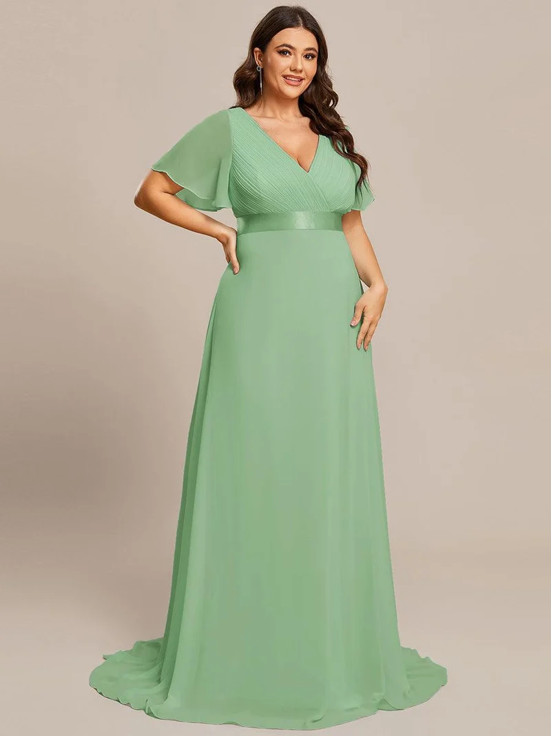 pretty MONICA|Robe demoiselle d'honneur grande taille empire avec manches flottantes