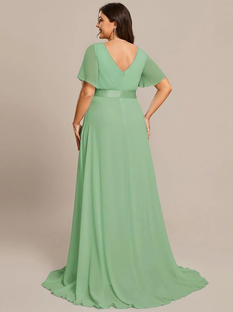 pretty MONICA|Robe demoiselle d'honneur grande taille empire avec manches flottantes
