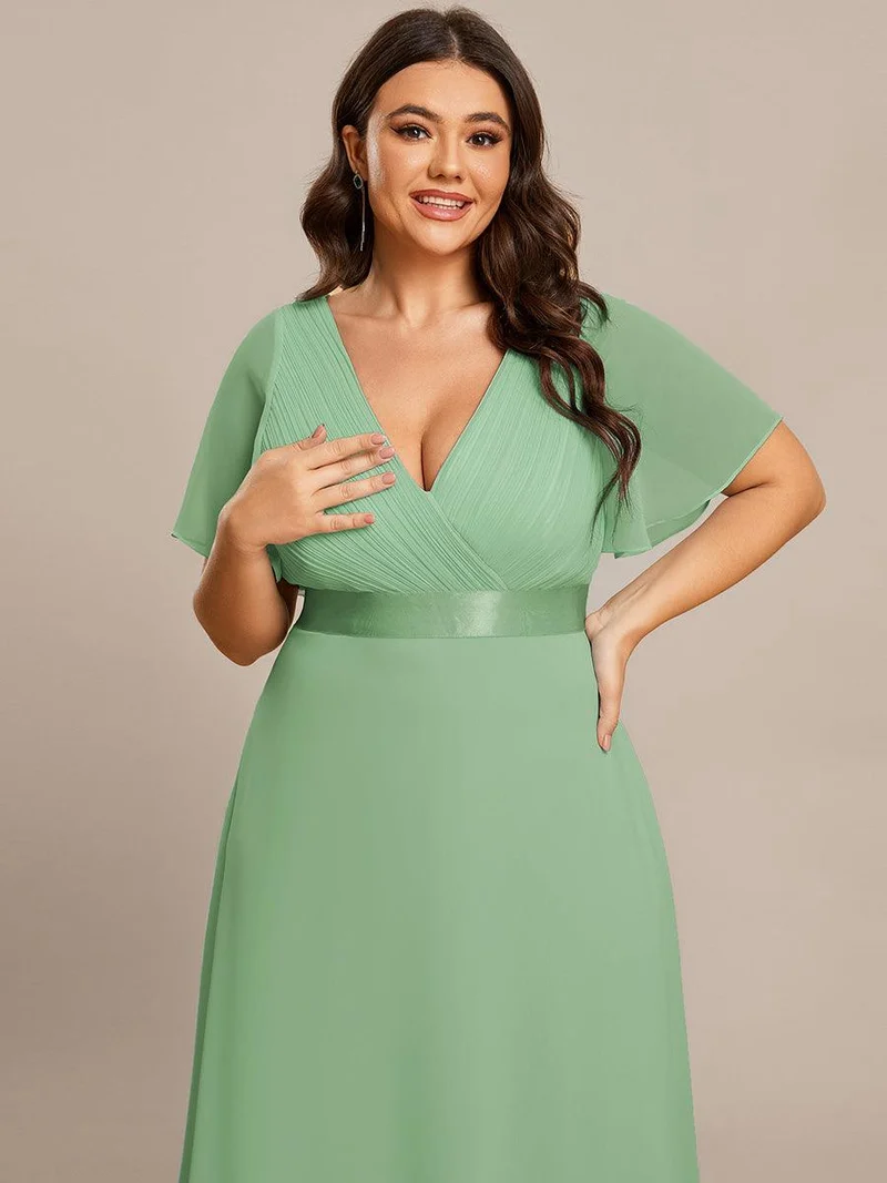 pretty MONICA|Robe demoiselle d'honneur grande taille empire avec manches flottantes