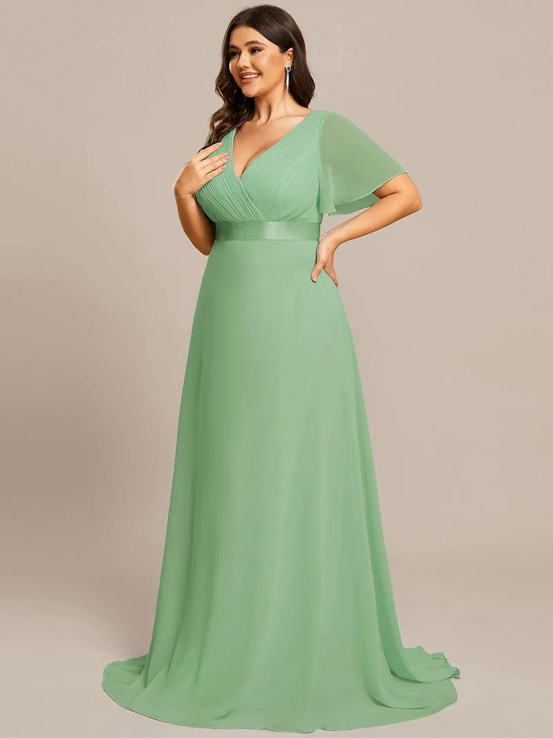 pretty MONICA|Robe demoiselle d'honneur grande taille empire avec manches flottantes