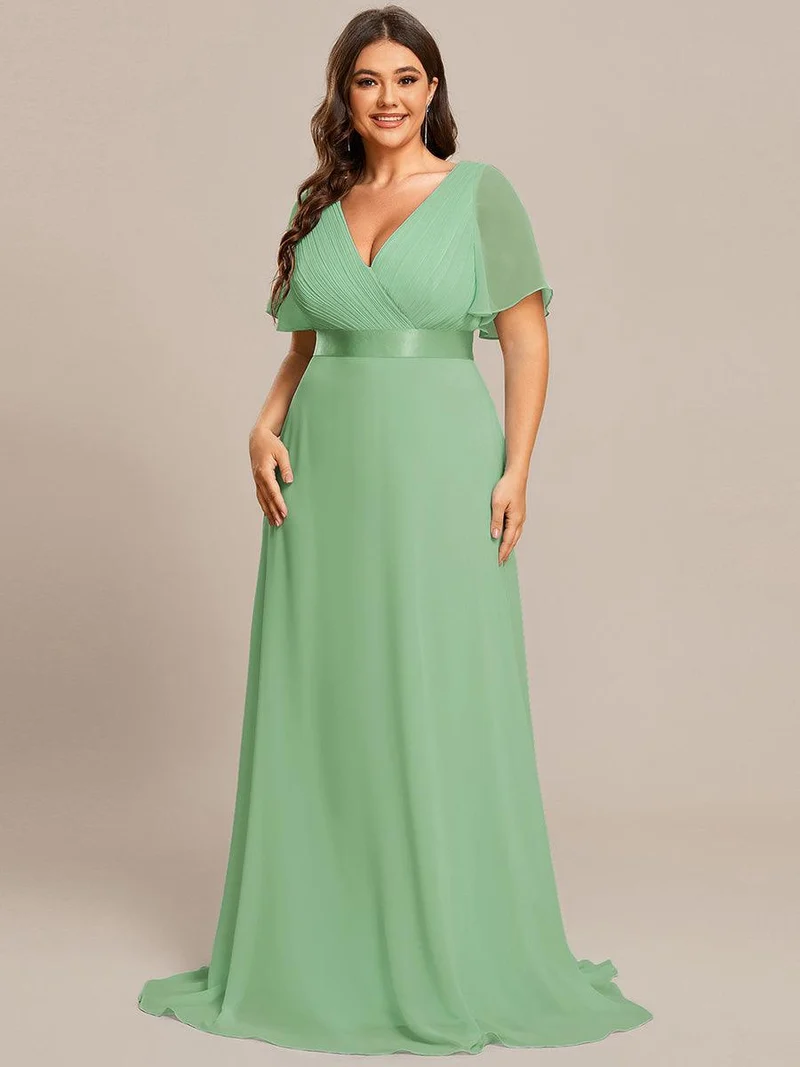 pretty MONICA|Robe demoiselle d'honneur grande taille empire avec manches flottantes
