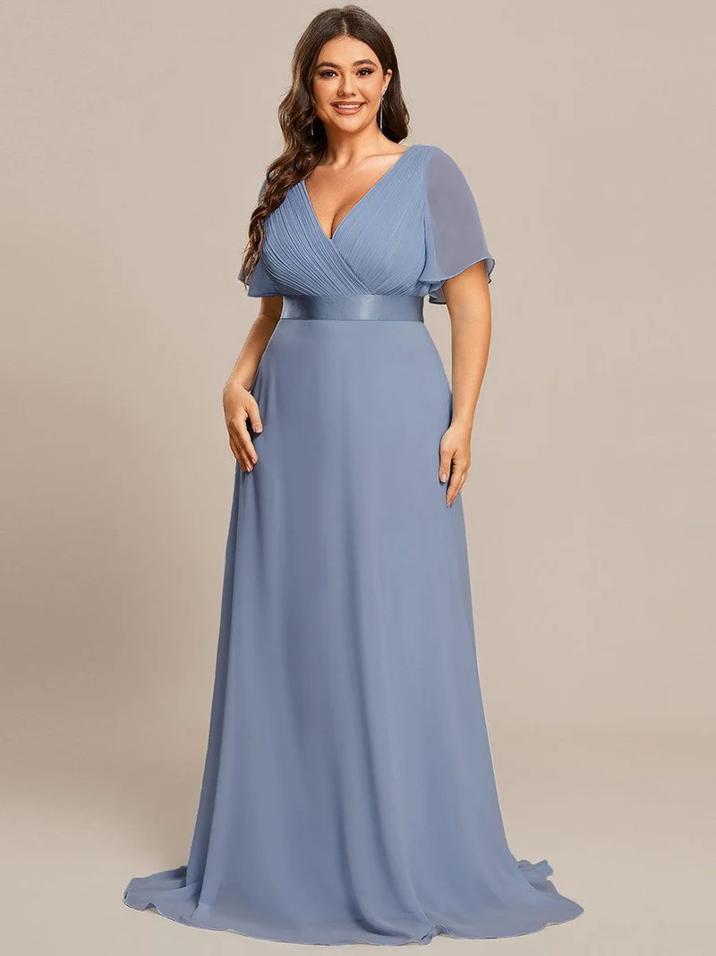 pretty MONICA|Robe demoiselle d'honneur grande taille empire avec manches flottantes