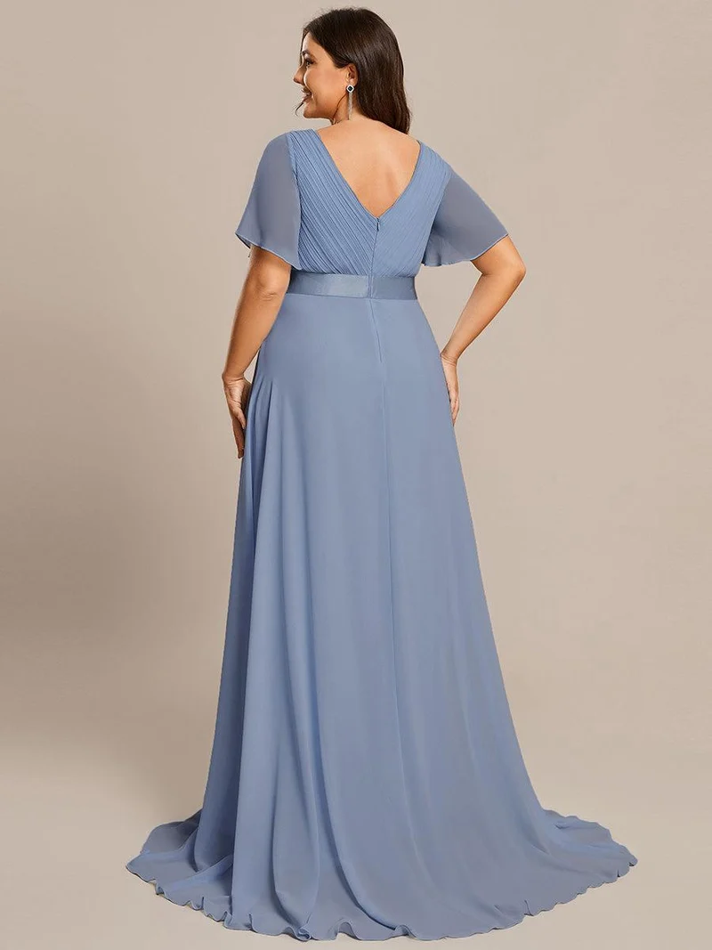pretty MONICA|Robe demoiselle d'honneur grande taille empire avec manches flottantes