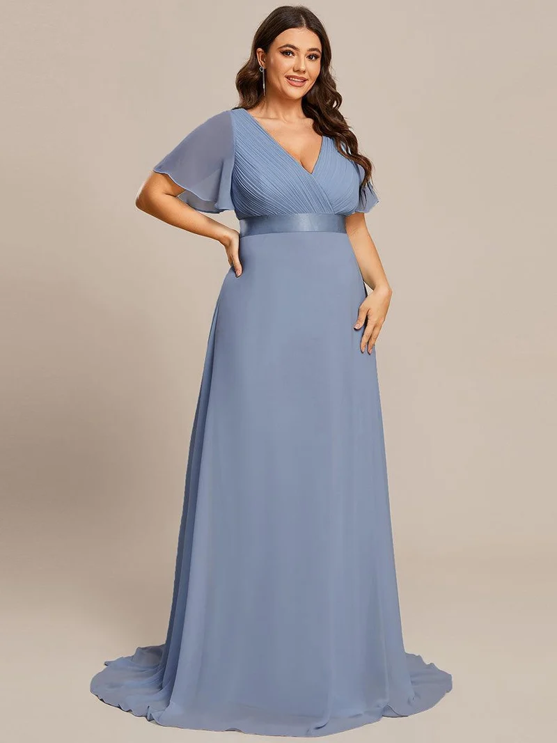 pretty MONICA|Robe demoiselle d'honneur grande taille empire avec manches flottantes