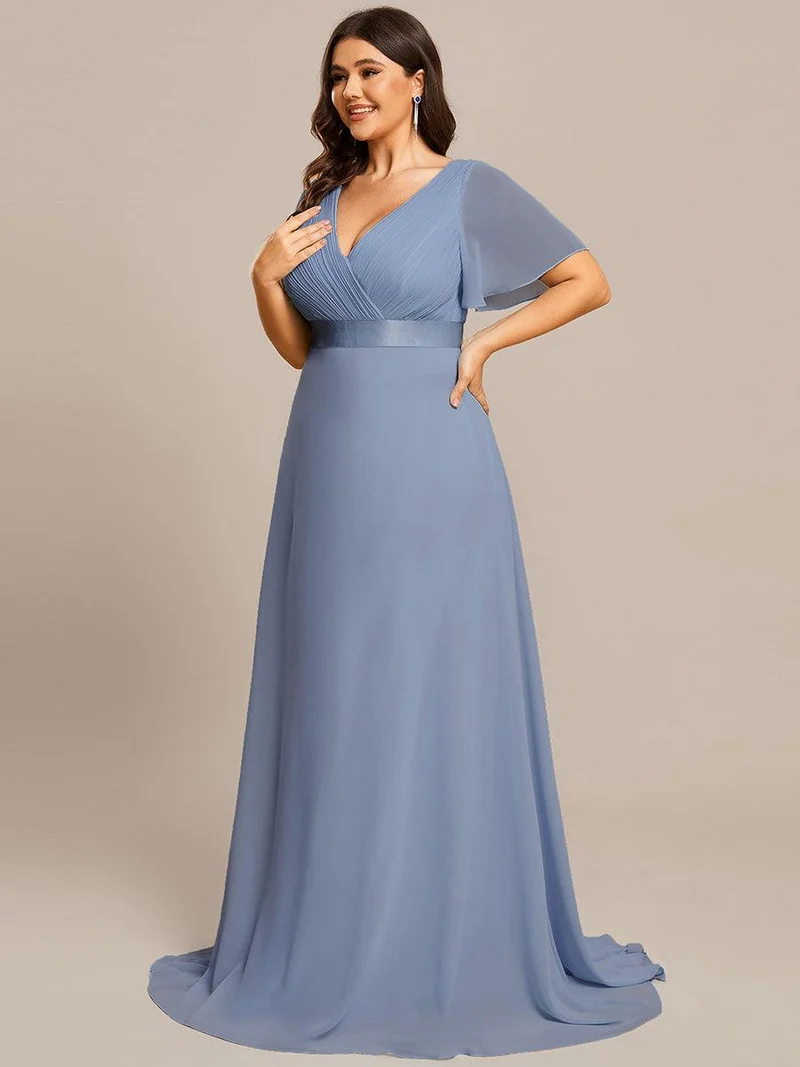 pretty MONICA|Robe demoiselle d'honneur grande taille empire avec manches flottantes