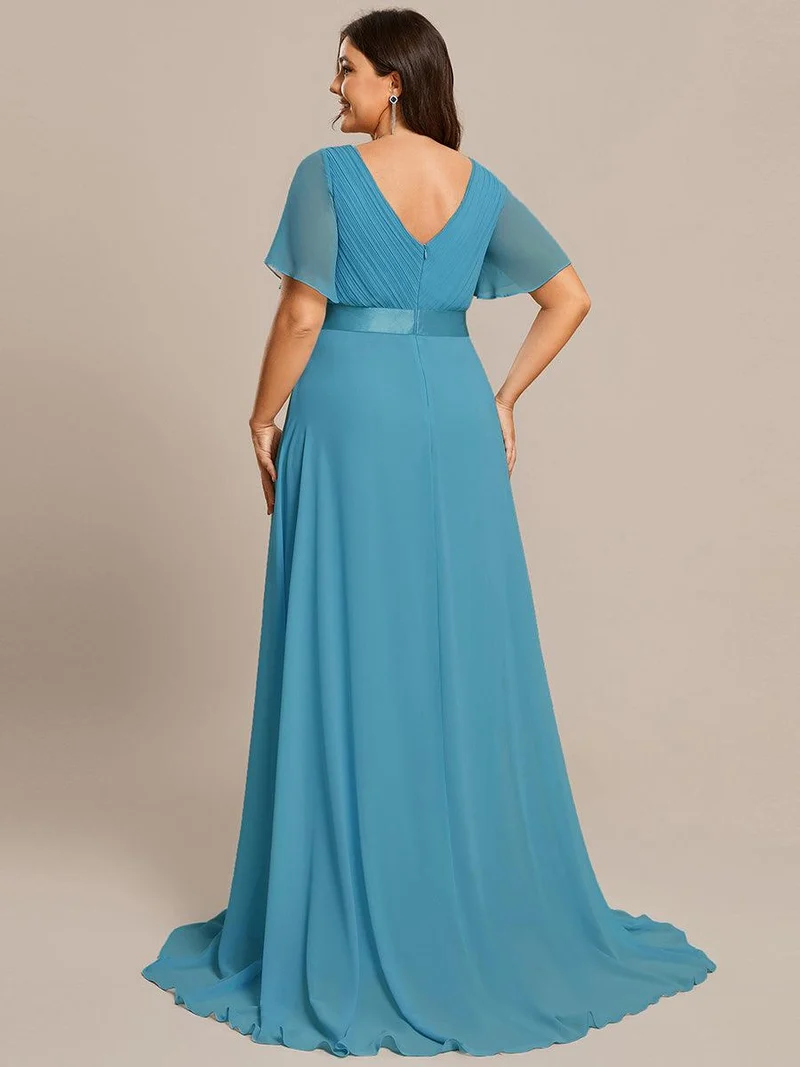 pretty MONICA|Robe demoiselle d'honneur grande taille empire avec manches flottantes