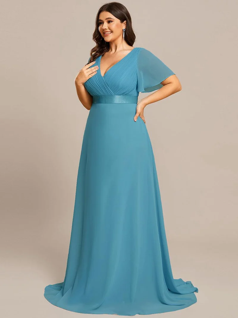 pretty MONICA|Robe demoiselle d'honneur grande taille empire avec manches flottantes