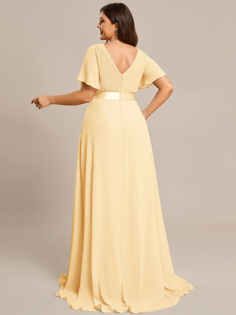 pretty MONICA|Robe demoiselle d'honneur grande taille empire avec manches flottantes