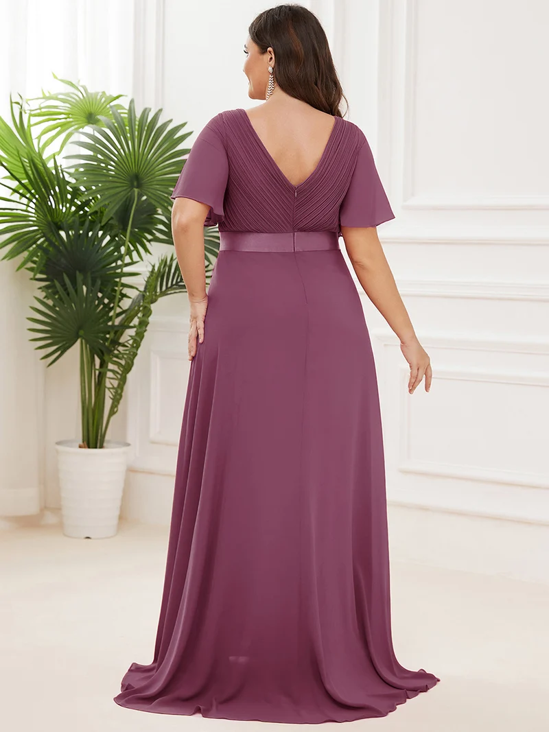 pretty MONICA|Robe demoiselle d'honneur grande taille empire avec manches flottantes