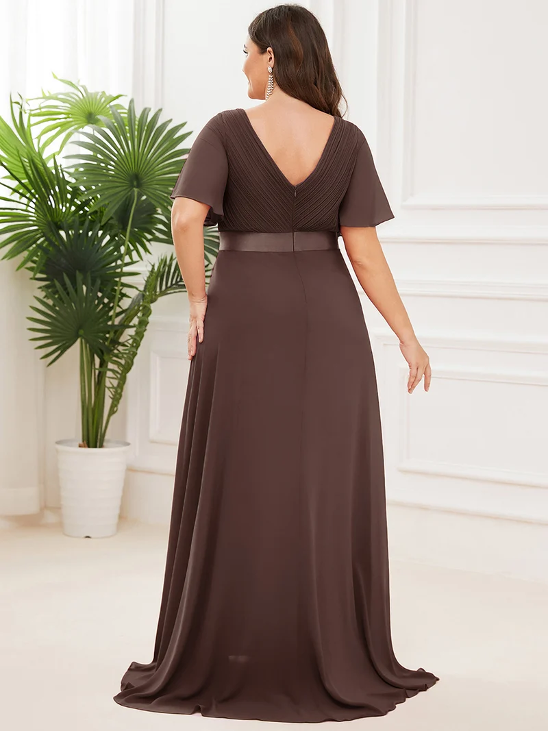 pretty MONICA|Robe demoiselle d'honneur grande taille empire avec manches flottantes