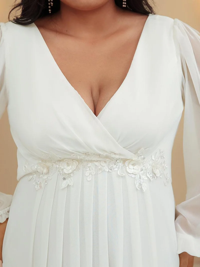 pretty AMOUR|Robes de soirée élégantes en mousseline de soie grande taille avec manches longues en lanterne