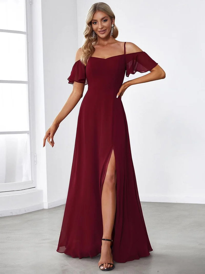 ever REYA|Robe Demoiselle d'Honneur sexy à épaules dénudées et à encolure en V