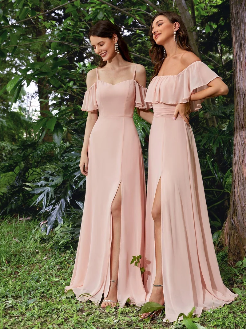 ever REYA|Robe Demoiselle d'Honneur sexy à épaules dénudées et à encolure en V