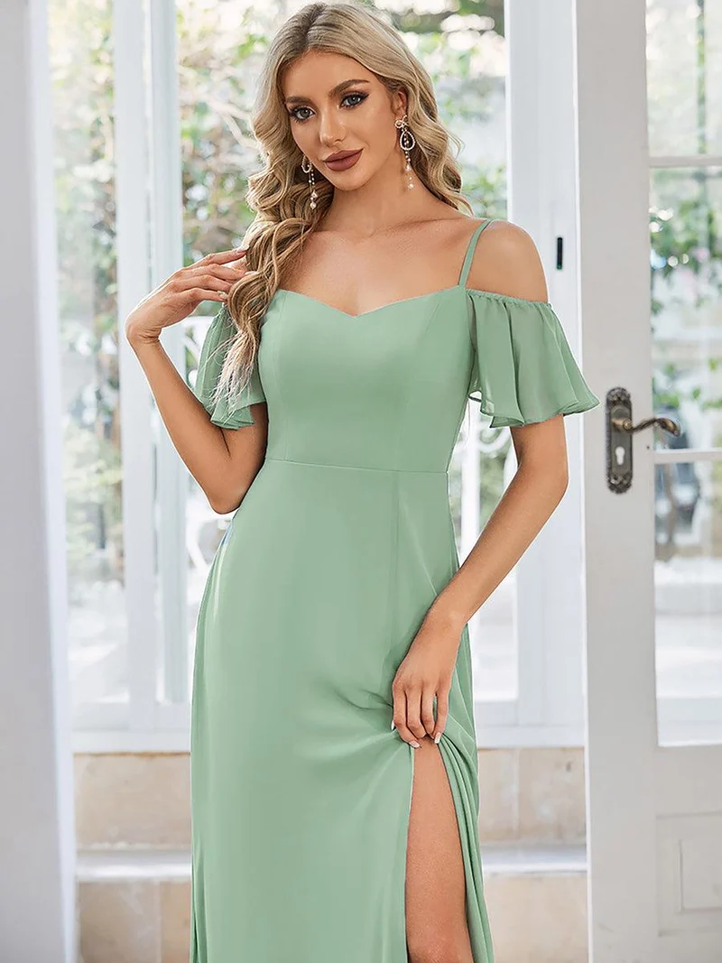 ever REYA|Robe Demoiselle d'Honneur sexy à épaules dénudées et à encolure en V