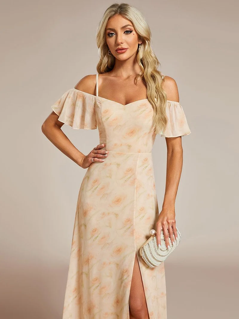 ever REYA|Robe Demoiselle d'Honneur sexy à épaules dénudées et à encolure en V