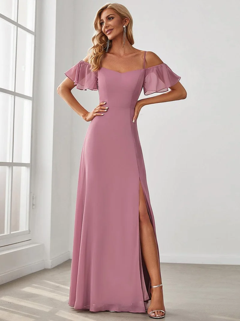 ever REYA|Robe Demoiselle d'Honneur sexy à épaules dénudées et à encolure en V