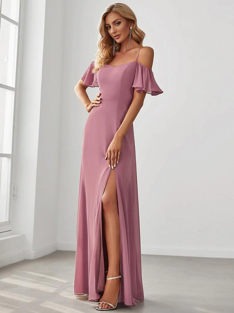 ever REYA|Robe Demoiselle d'Honneur sexy à épaules dénudées et à encolure en V