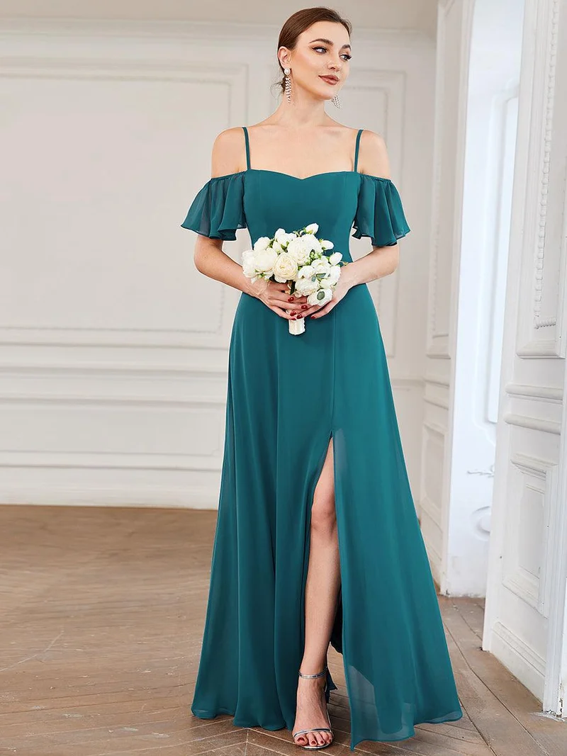 ever REYA|Robe Demoiselle d'Honneur sexy à épaules dénudées et à encolure en V