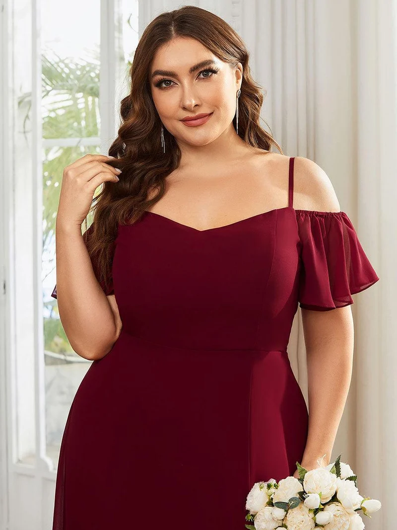 pretty REYA|Robe demoiselle d'honneur à épaules dénudées et encolure en V Grande taille fente latérale
