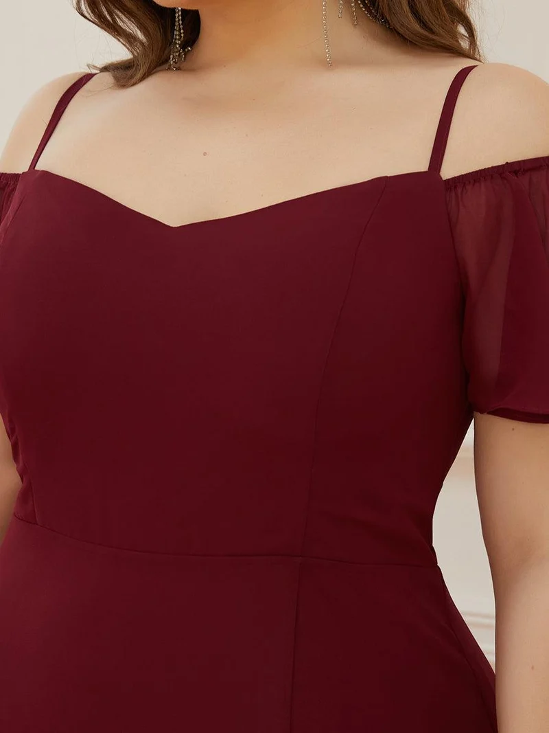 pretty REYA|Robe demoiselle d'honneur à épaules dénudées et encolure en V Grande taille fente latérale