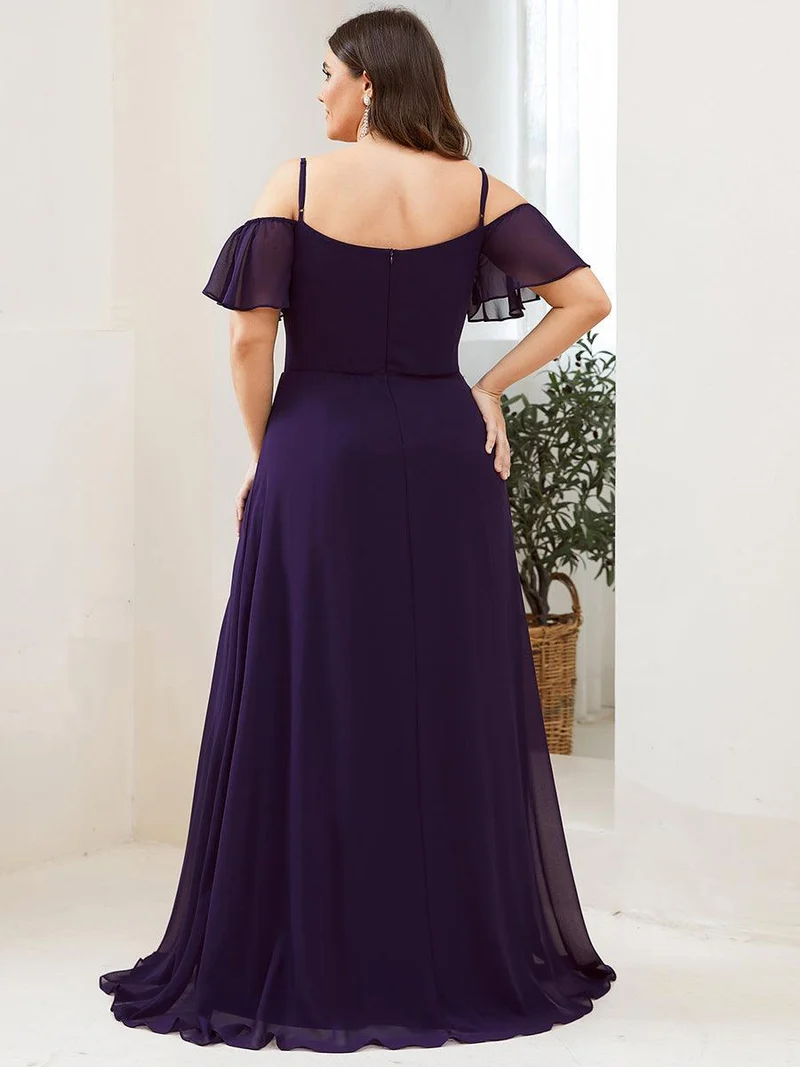 pretty REYA|Robe demoiselle d'honneur à épaules dénudées et encolure en V Grande taille fente latérale