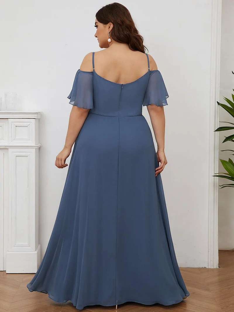 pretty REYA|Robe demoiselle d'honneur à épaules dénudées et encolure en V Grande taille fente latérale