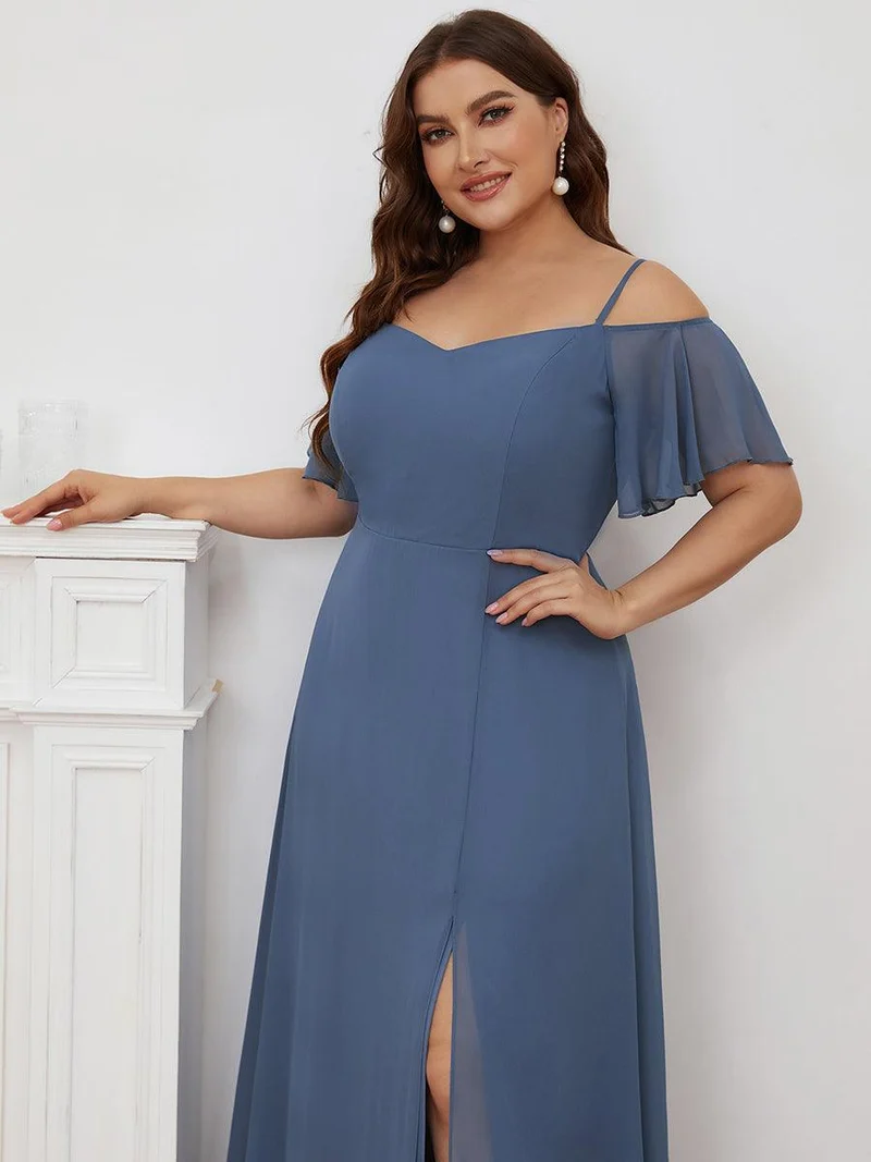 pretty REYA|Robe demoiselle d'honneur à épaules dénudées et encolure en V Grande taille fente latérale