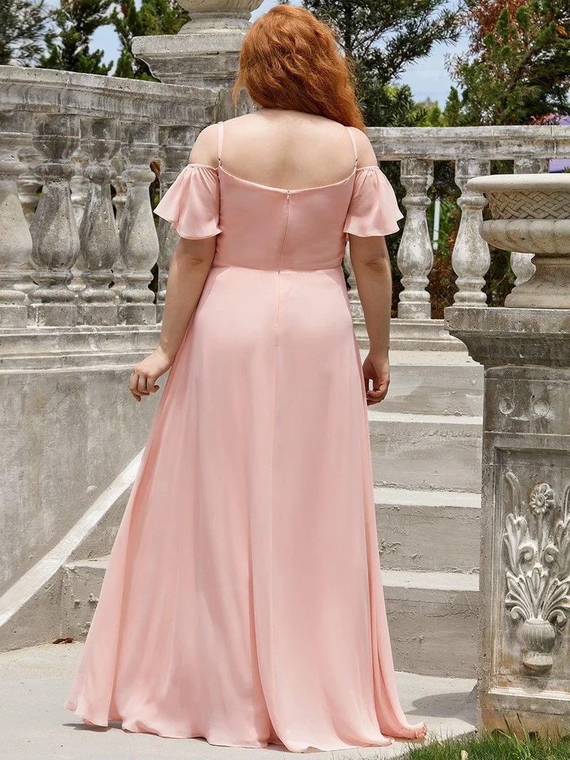 pretty REYA|Robe demoiselle d'honneur à épaules dénudées et encolure en V Grande taille fente latérale