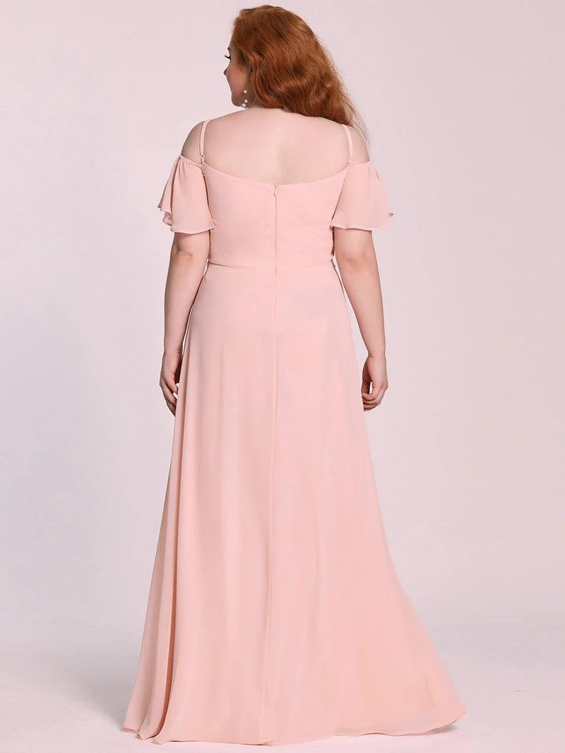 pretty REYA|Robe demoiselle d'honneur à épaules dénudées et encolure en V Grande taille fente latérale