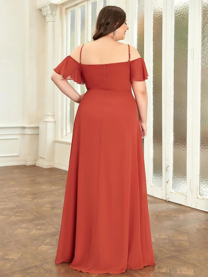 pretty REYA|Robe demoiselle d'honneur à épaules dénudées et encolure en V Grande taille fente latérale