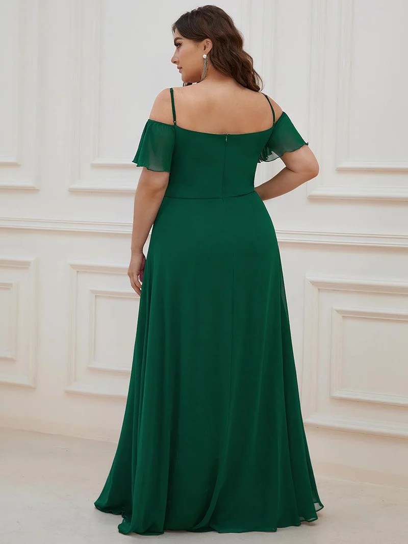 pretty REYA|Robe demoiselle d'honneur à épaules dénudées et encolure en V Grande taille fente latérale