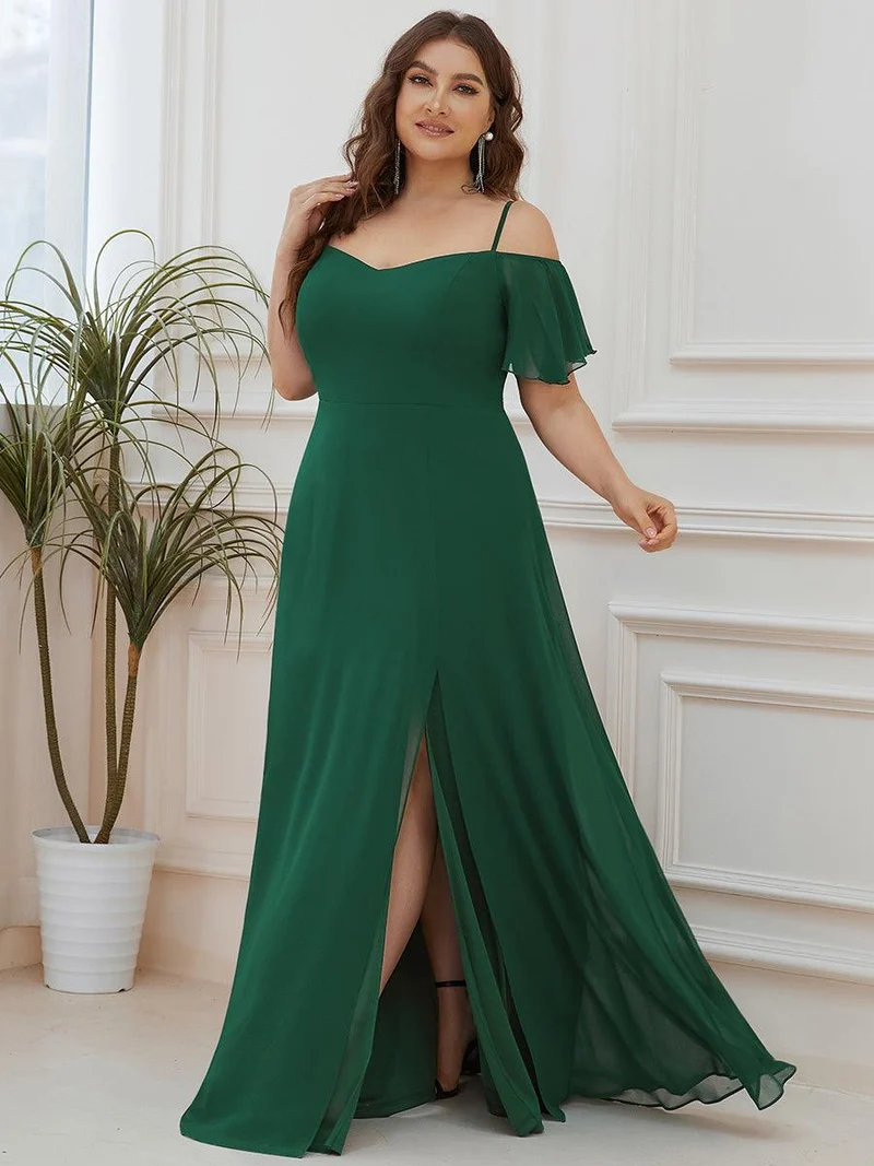 pretty REYA|Robe demoiselle d'honneur à épaules dénudées et encolure en V Grande taille fente latérale