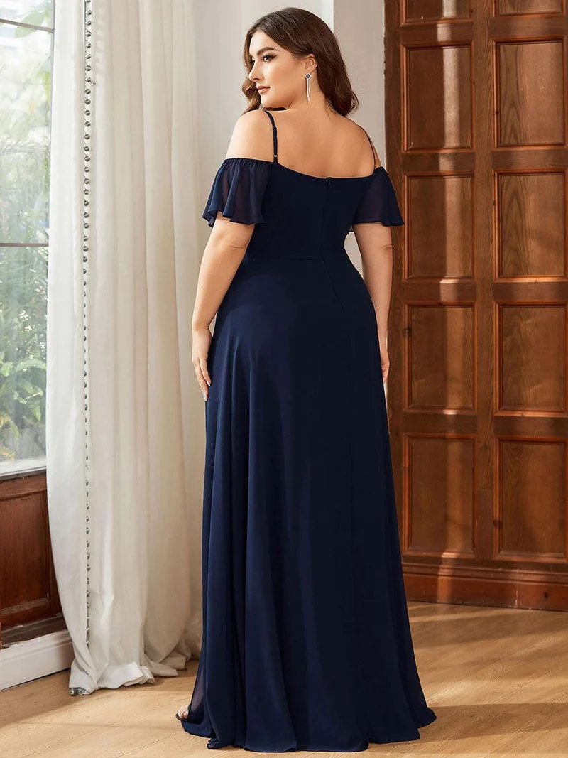 pretty REYA|Robe demoiselle d'honneur à épaules dénudées et encolure en V Grande taille fente latérale