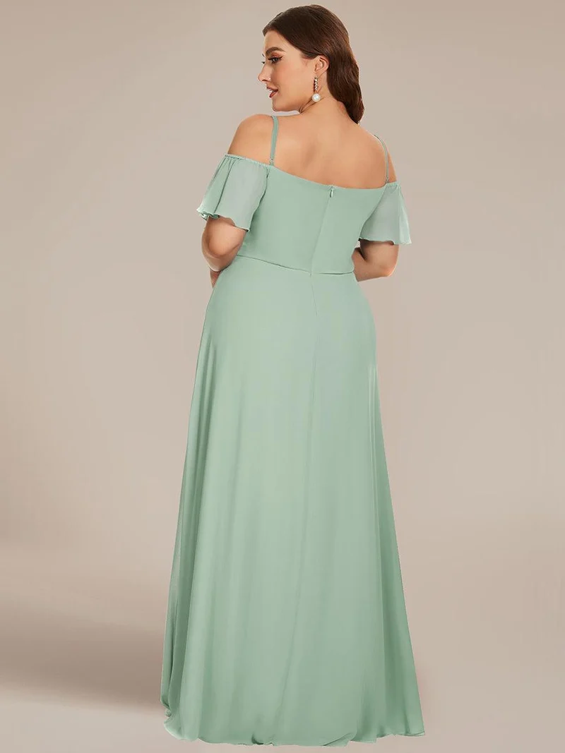 pretty REYA|Robe demoiselle d'honneur à épaules dénudées et encolure en V Grande taille fente latérale