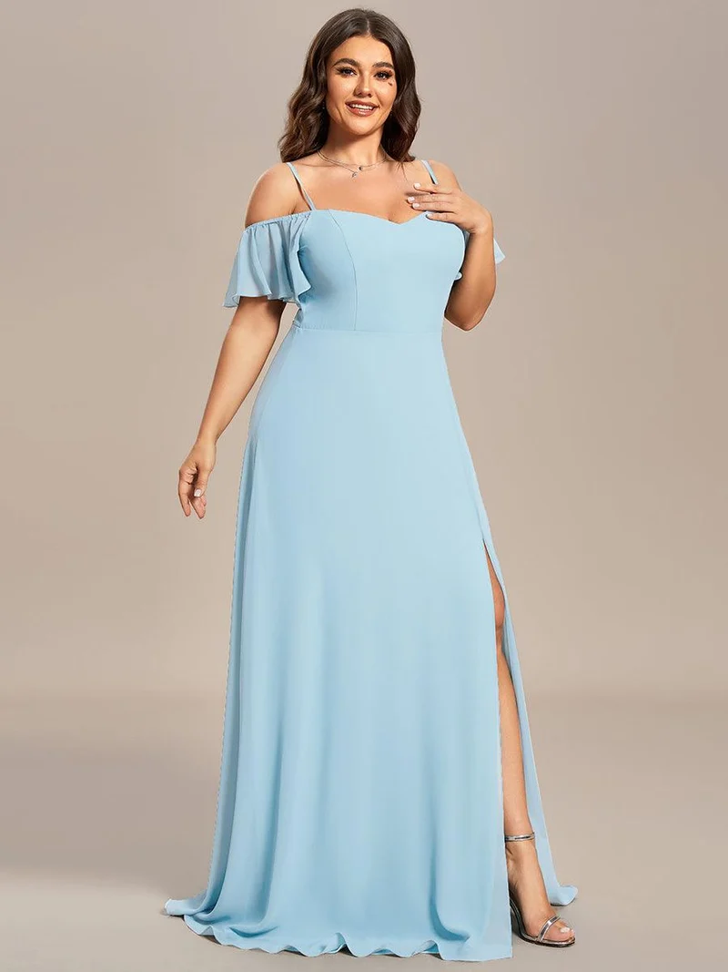pretty REYA|Robe demoiselle d'honneur à épaules dénudées et encolure en V Grande taille fente latérale