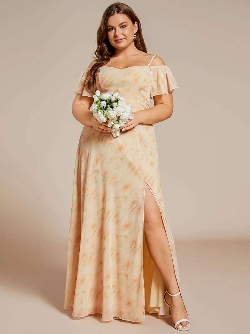 pretty REYA|Robe demoiselle d'honneur à épaules dénudées et encolure en V Grande taille fente latérale