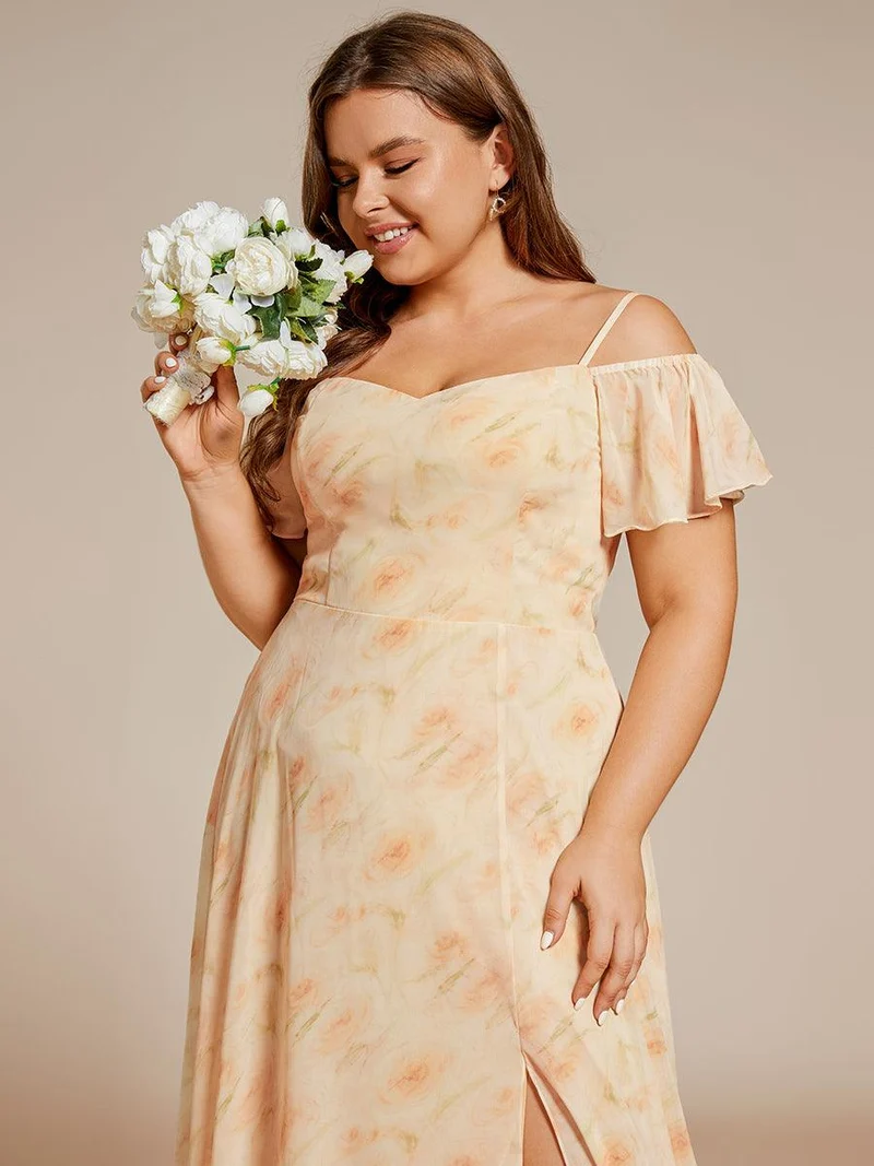 pretty REYA|Robe demoiselle d'honneur à épaules dénudées et encolure en V Grande taille fente latérale