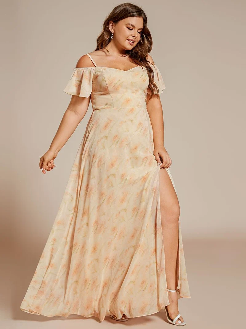 pretty REYA|Robe demoiselle d'honneur à épaules dénudées et encolure en V Grande taille fente latérale