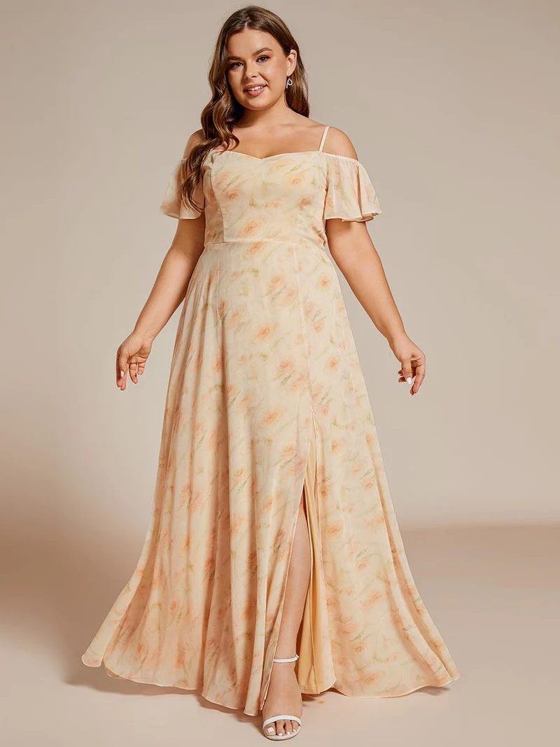 pretty REYA|Robe demoiselle d'honneur à épaules dénudées et encolure en V Grande taille fente latérale
