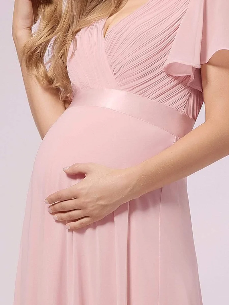 ever MONICA|Robe de soirée en mousseline fluide à manches volantées