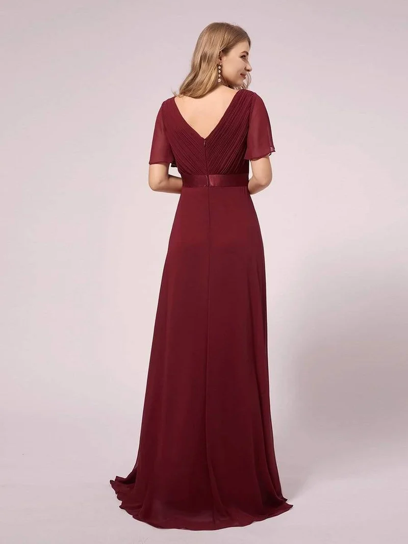 ever MONICA|Robe de soirée en mousseline fluide à manches volantées