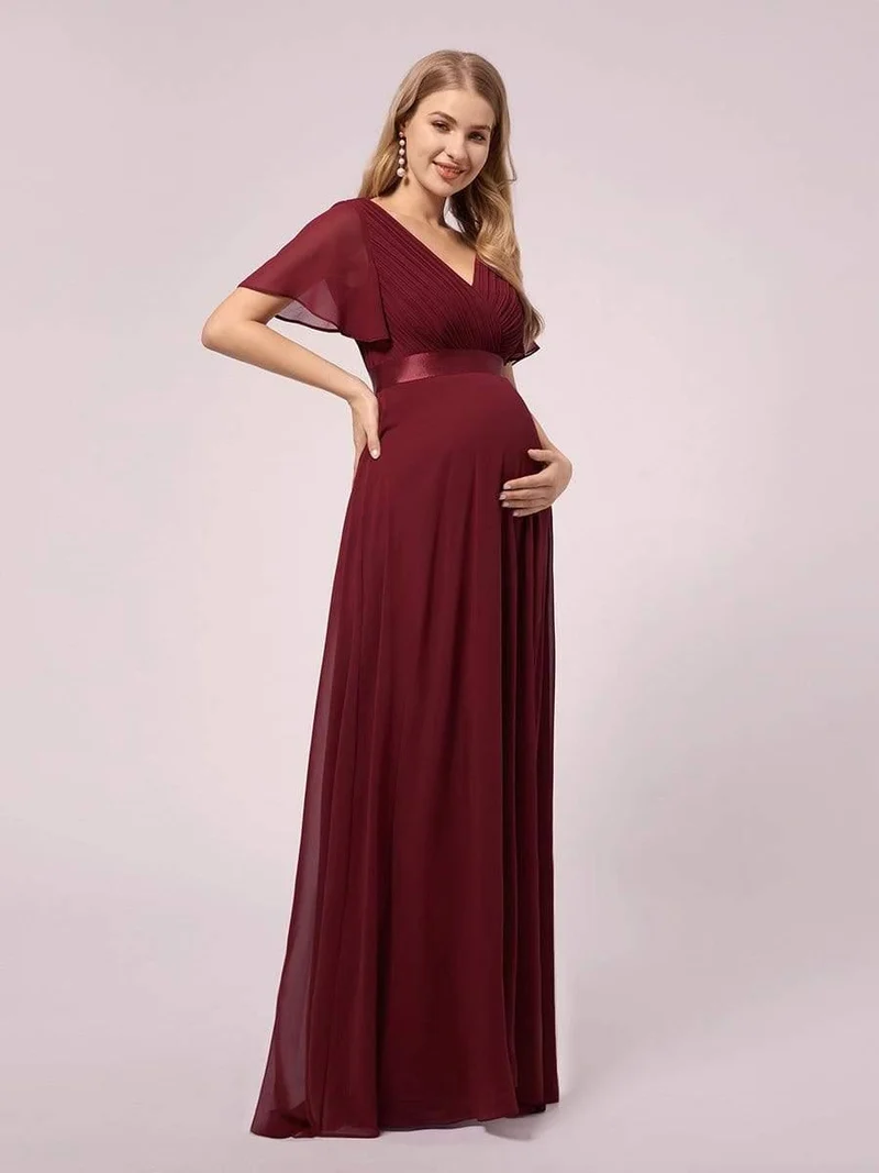 ever MONICA|Robe de soirée en mousseline fluide à manches volantées