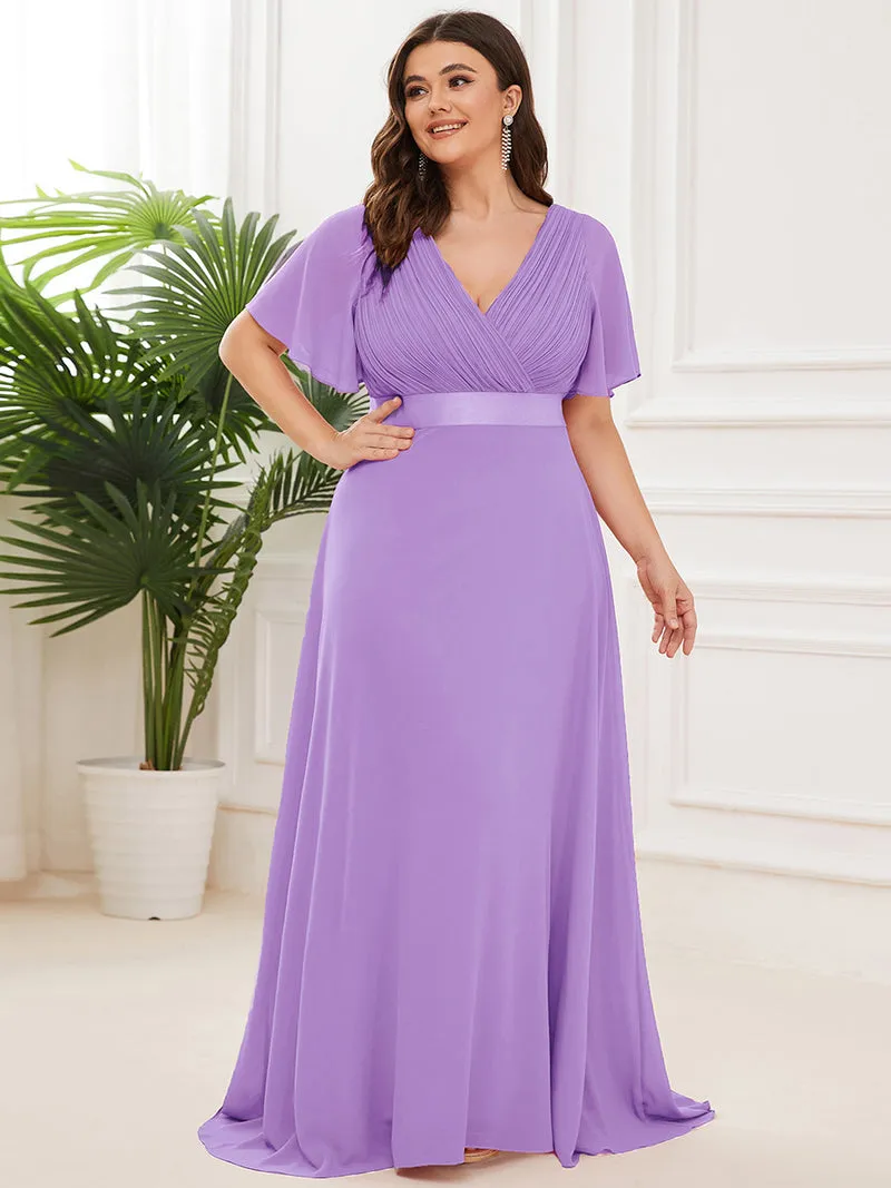 ever MONICA|Robe de soirée en mousseline fluide à manches volantées
