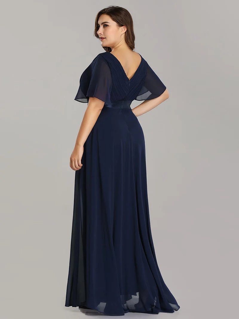ever MONICA|Robe de soirée en mousseline fluide à manches volantées