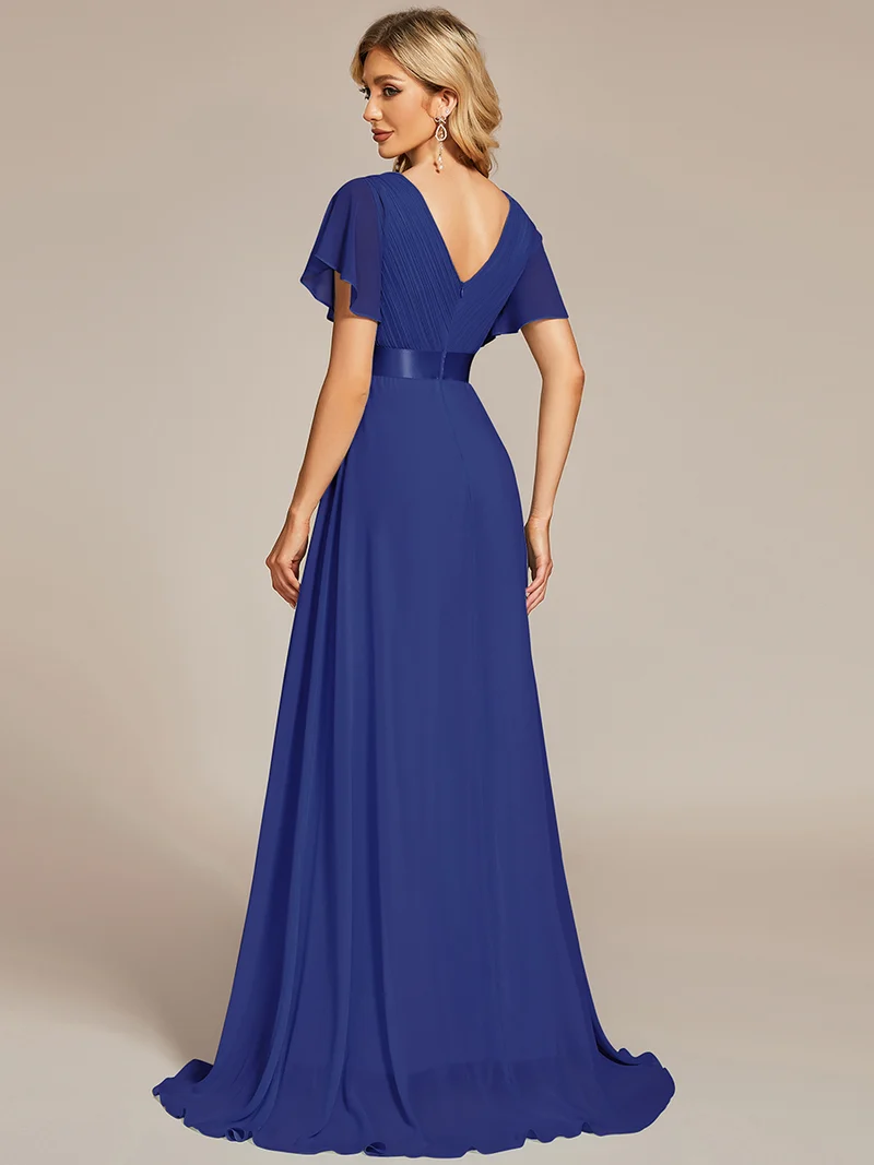 ever MONICA|Robe de soirée en mousseline fluide à manches volantées